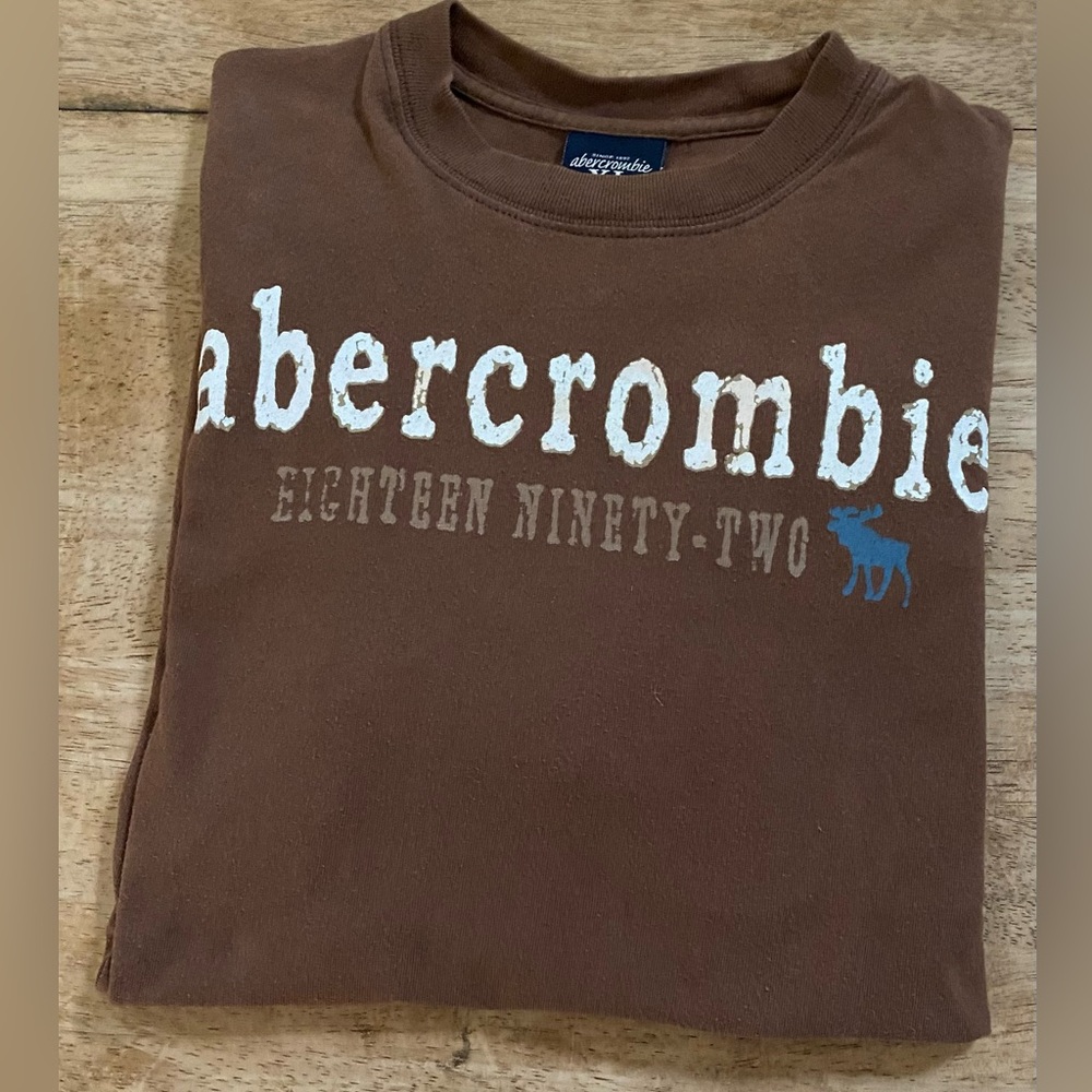 Abercrombie Boy’s XL Brown Cotton Logo Graphic‎ Short Sleeve Tee